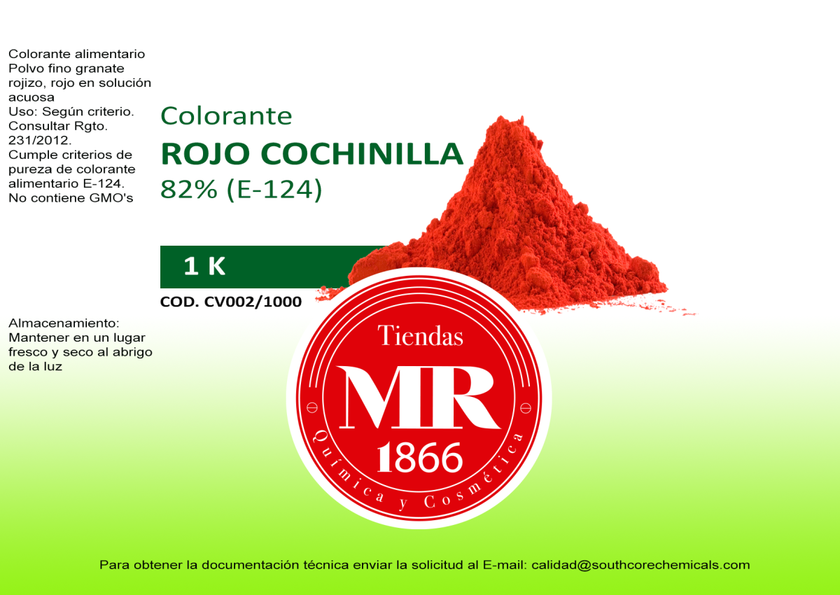 COLORANTE ROJO COCHINILLA 82% (E-124) 1 K - Imagen 2