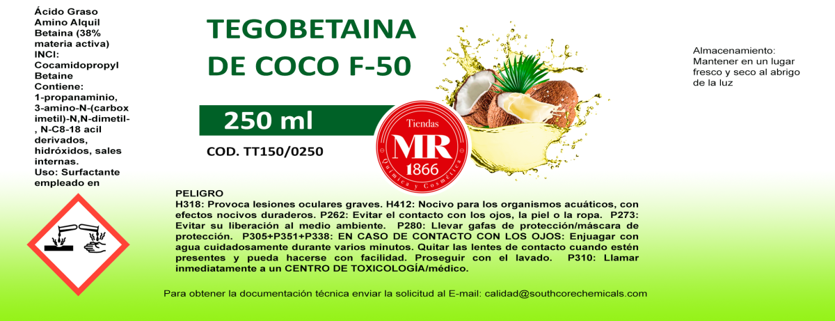 TEGOBETAÍNA DE COCO F-50 250 ml - Imagen 2